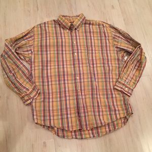 Saks Fifth Ave Rainbow Plaid Button Oxford XL